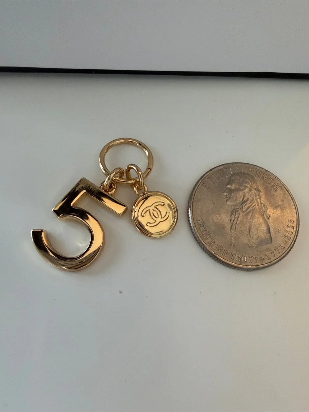 Authentic CHANEL Beauty Holiday Limited Edition Gold No. 5 Charm Set + Gift Bag